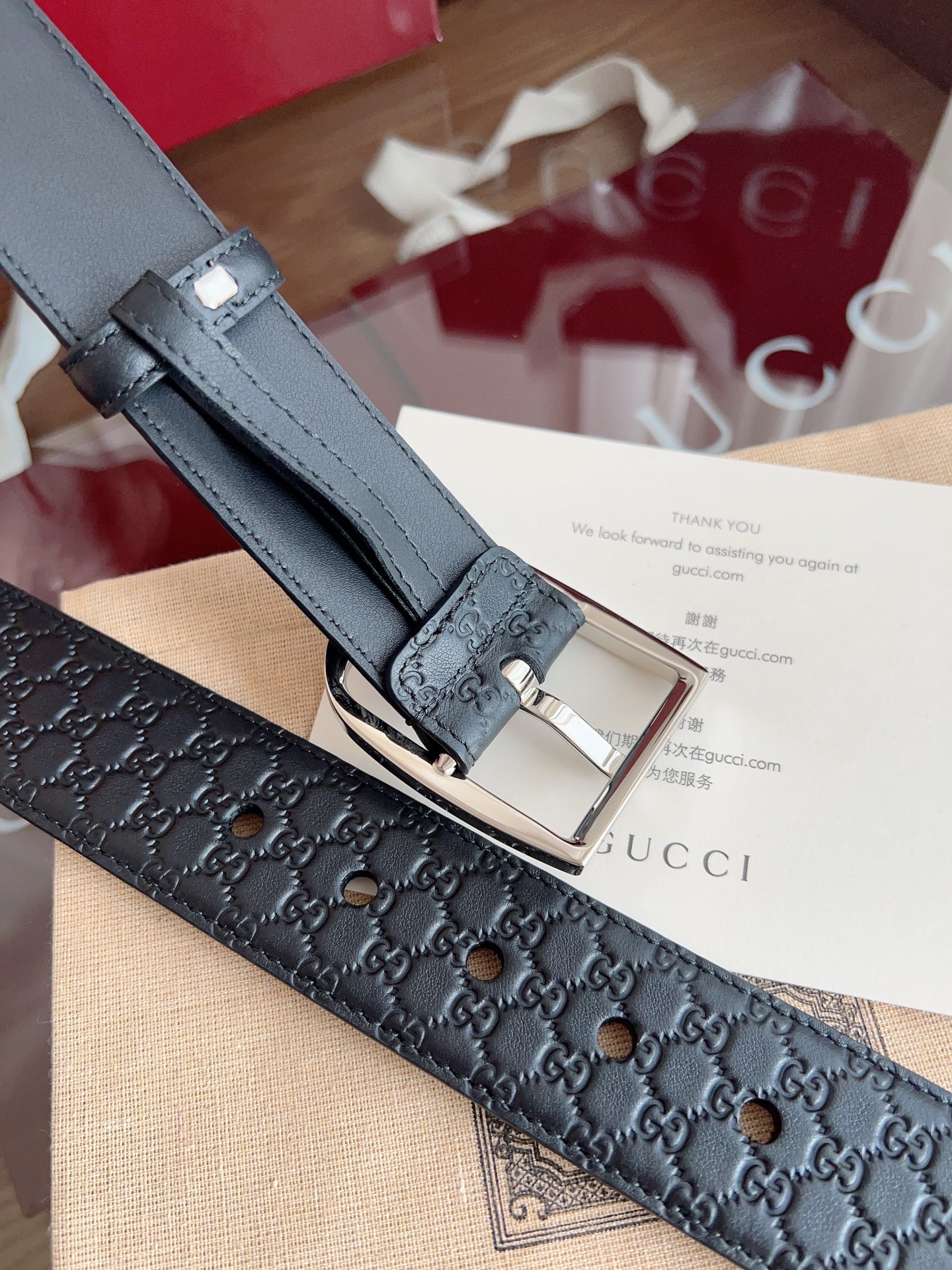  Gucci古驰🇫🇷法国原厂皮料，黑色牛皮 品质毋庸置疑 没有更好 只有最好  尺寸4.0厘米