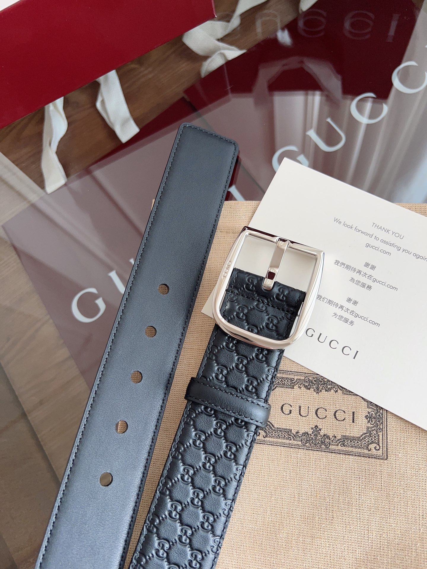  Gucci古驰🇫🇷法国原厂皮料，黑色牛皮 品质毋庸置疑 没有更好 只有最好  尺寸4.0厘米