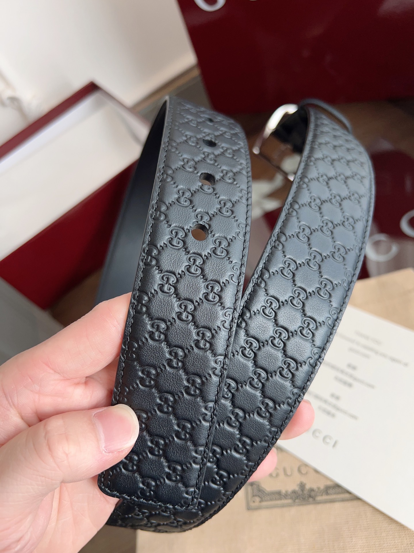  Gucci古驰🇫🇷法国原厂皮料，黑色牛皮 品质毋庸置疑 没有更好 只有最好  尺寸4.0厘米
