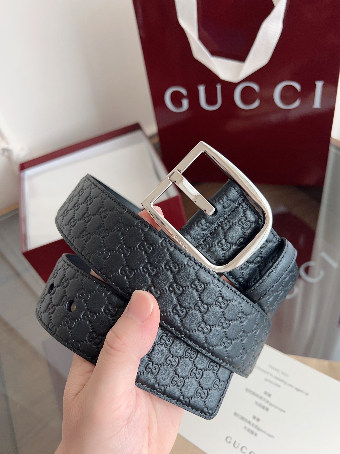  Gucci古驰🇫🇷法国原厂皮料，黑色牛皮 品质毋庸置疑 没有更好 只有最好  尺寸4.0厘米