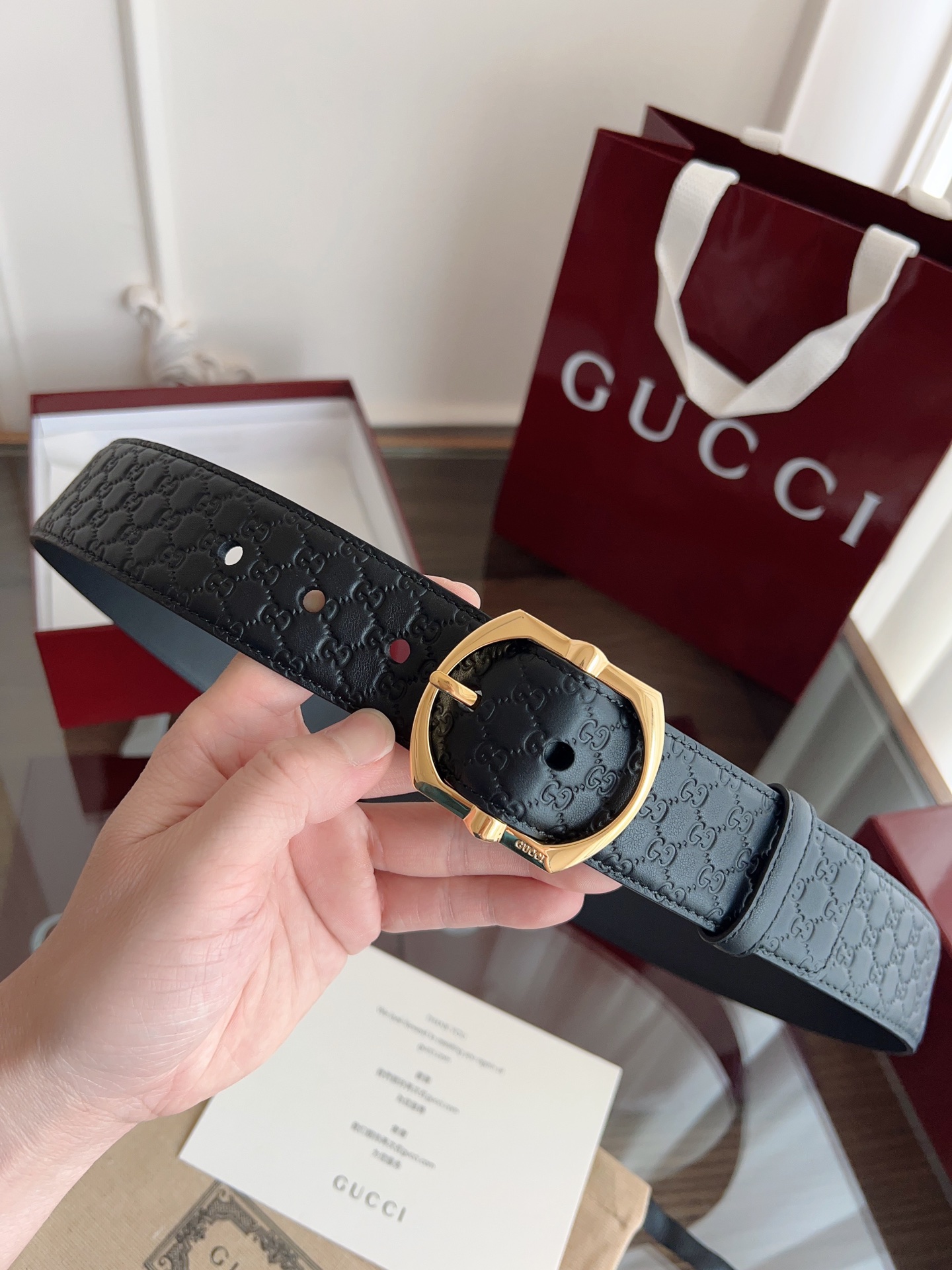 Gucci古驰🇫🇷法国原厂皮料，黑色牛皮 品质毋庸置疑 没有更好 只有最好  尺寸4.0厘米。P160