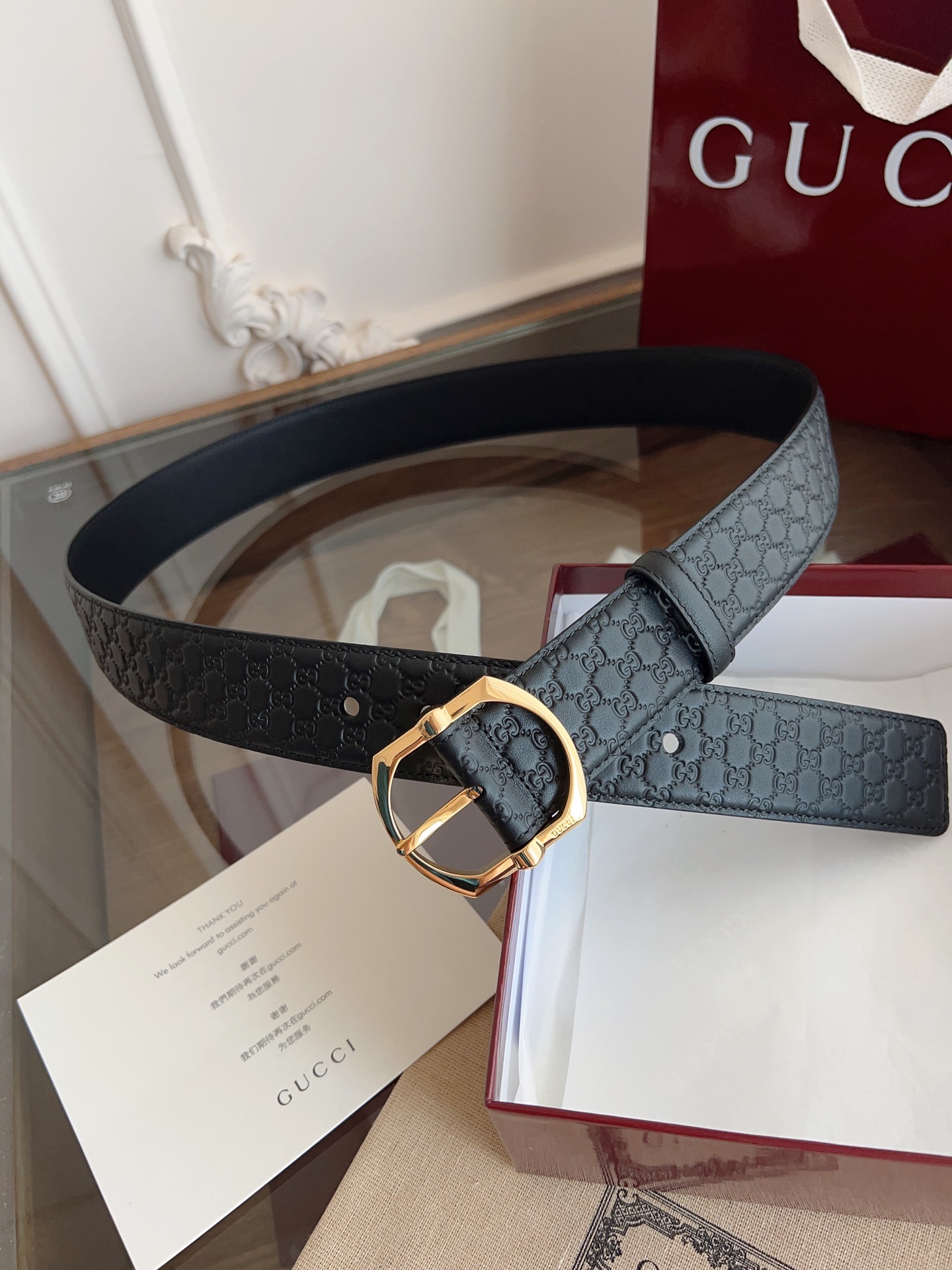 Gucci古驰🇫🇷法国原厂皮料，黑色牛皮 品质毋庸置疑 没有更好 只有最好  尺寸4.0厘米。P160