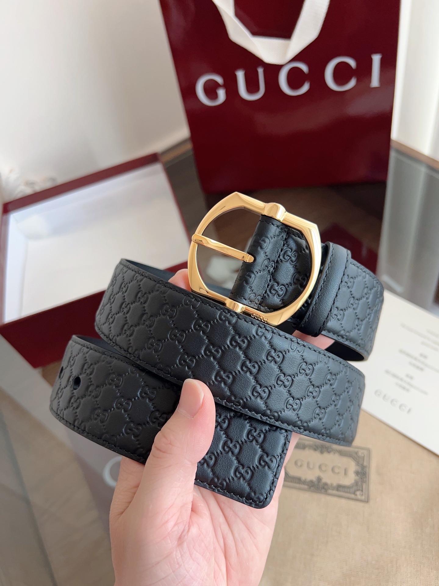 Gucci古驰🇫🇷法国原厂皮料，黑色牛皮 品质毋庸置疑 没有更好 只有最好  尺寸4.0厘米。P160