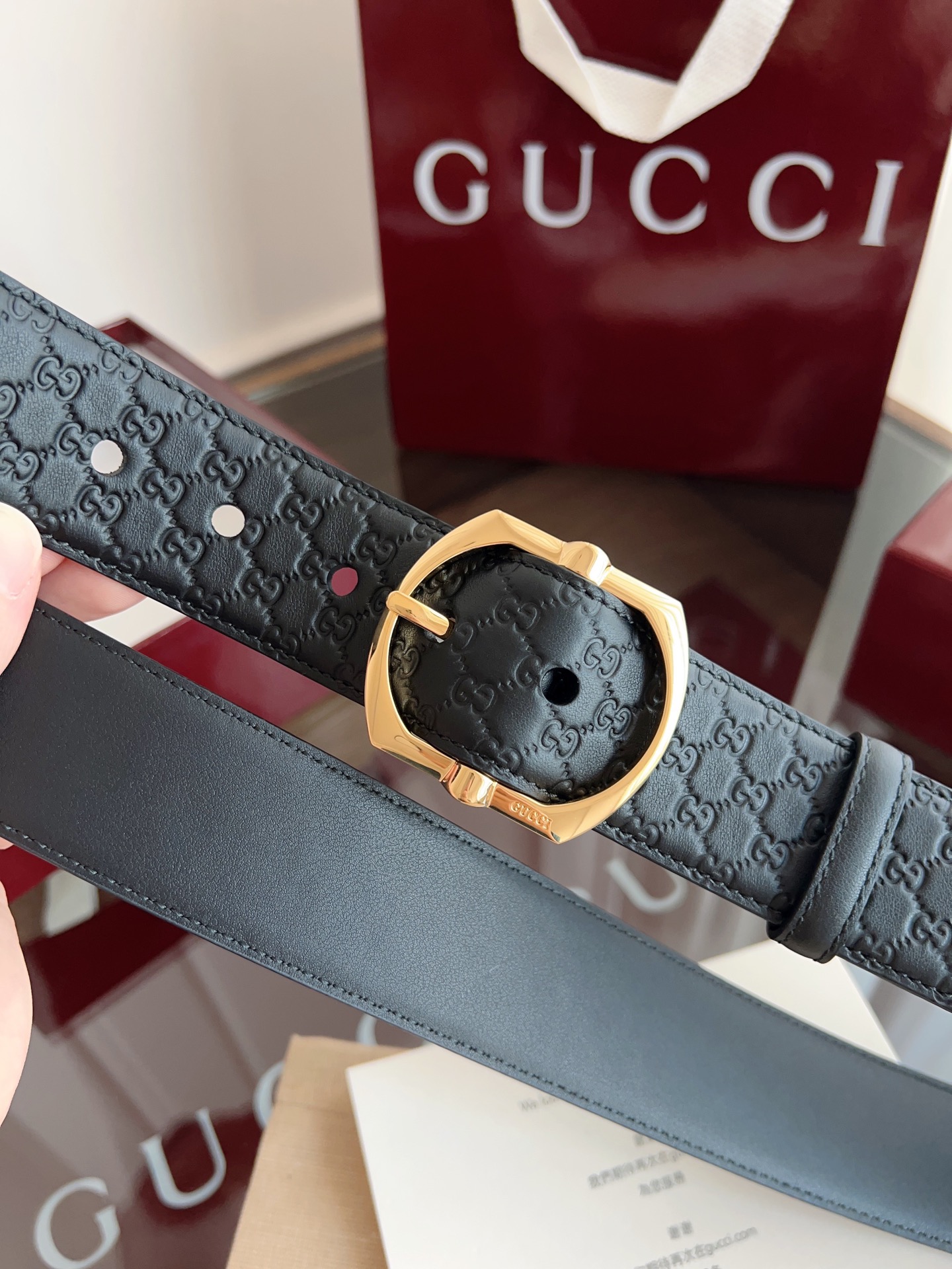 Gucci古驰🇫🇷法国原厂皮料，黑色牛皮 品质毋庸置疑 没有更好 只有最好  尺寸4.0厘米。P160