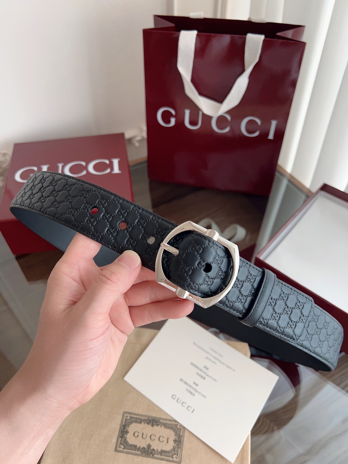 Gucci古驰🇫🇷法国原厂皮料，黑色牛皮 品质毋庸置疑 没有更好 只有最好  尺寸4.0厘米。P160