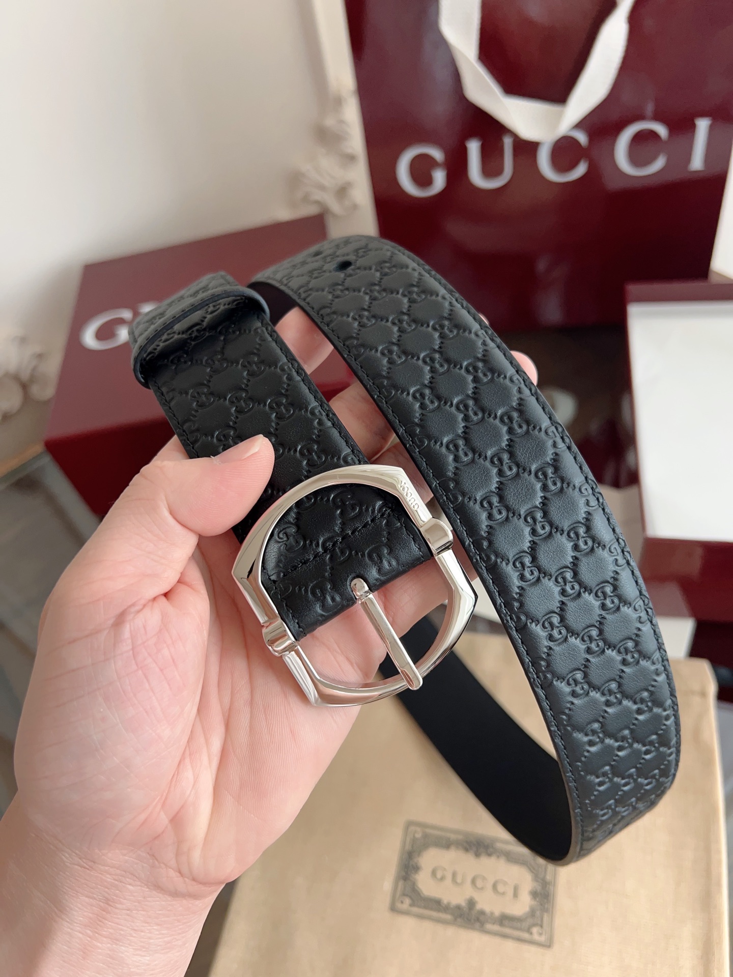 Gucci古驰🇫🇷法国原厂皮料，黑色牛皮 品质毋庸置疑 没有更好 只有最好  尺寸4.0厘米。P160