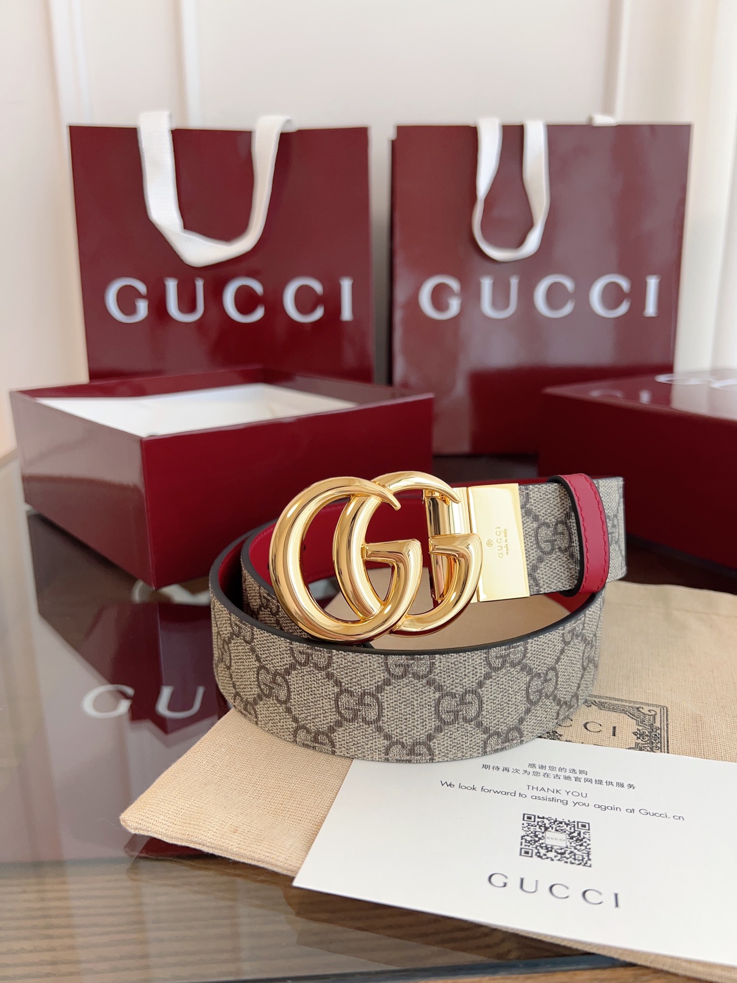  Gucci 2025最新专柜系列安哥拉红 款号  92TIN 9257 双面进口原厂防水PVC材质 比