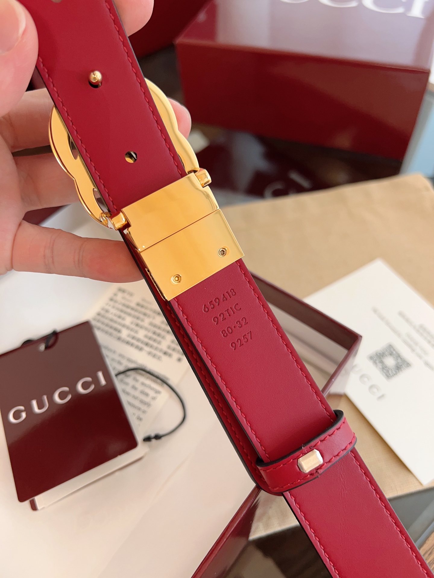  Gucci 2025最新专柜系列安哥拉红 款号  92TIN 9257 双面进口原厂防水PVC材质 比