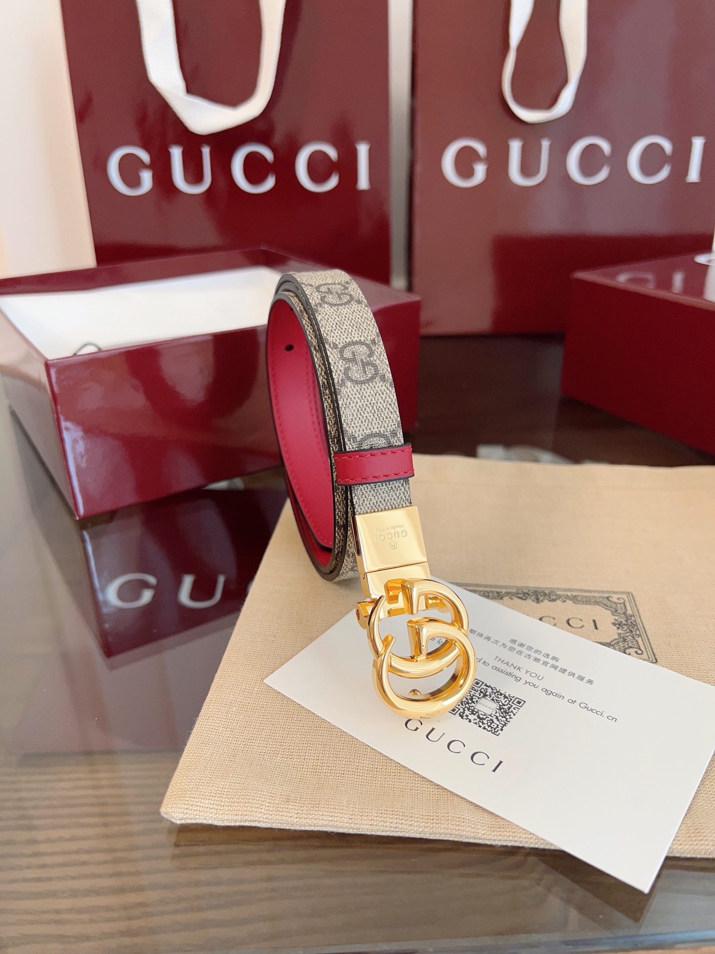  Gucci 2025最新专柜系列安哥拉红 款号  92TIN 9257 双面进口原厂防水PVC材质 比