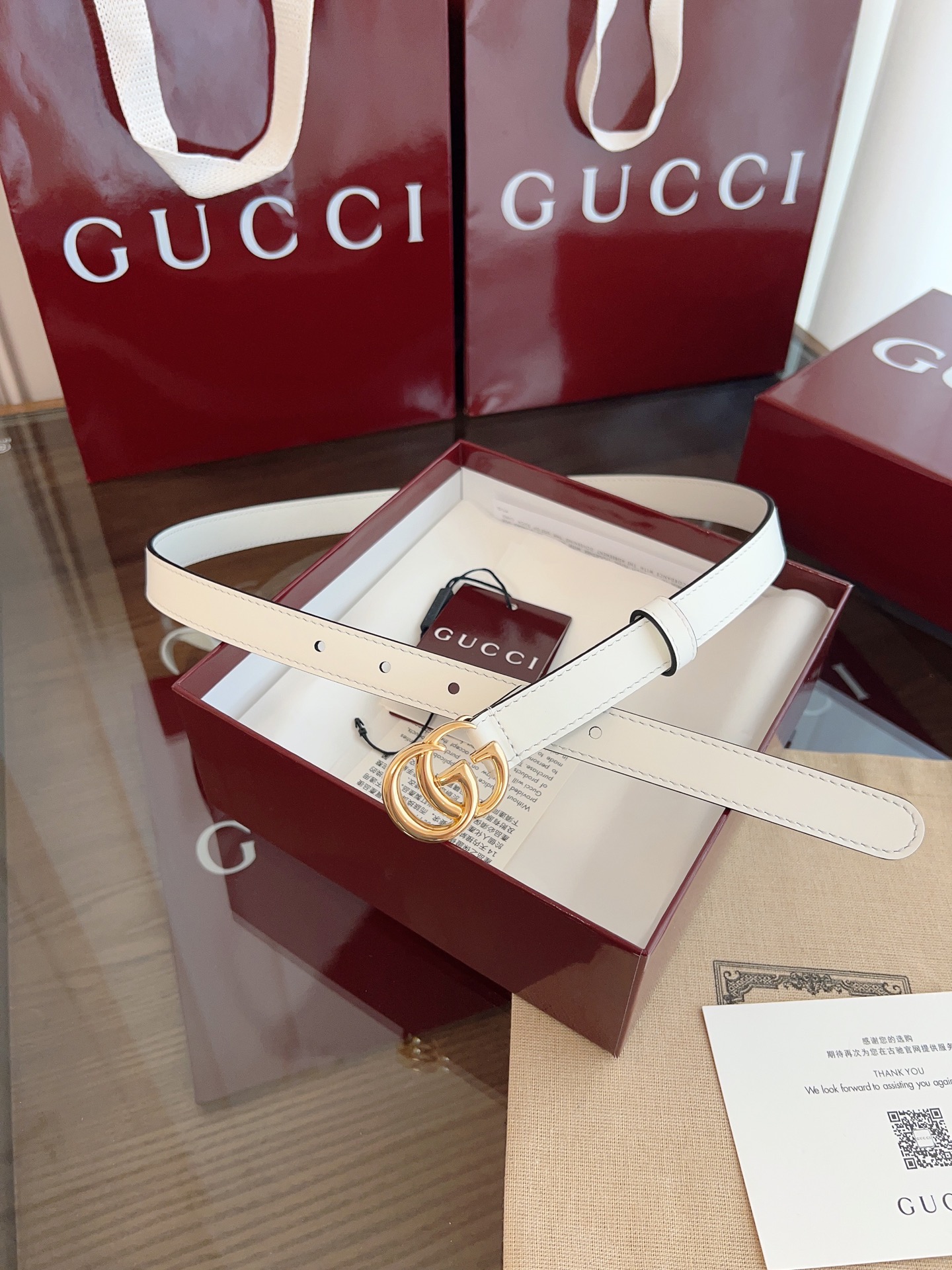  GUCCI 表面头层小牛皮 宽度2.0cm 专柜新版logo横标，原版进口南非皮底，精品双G铜扣  高