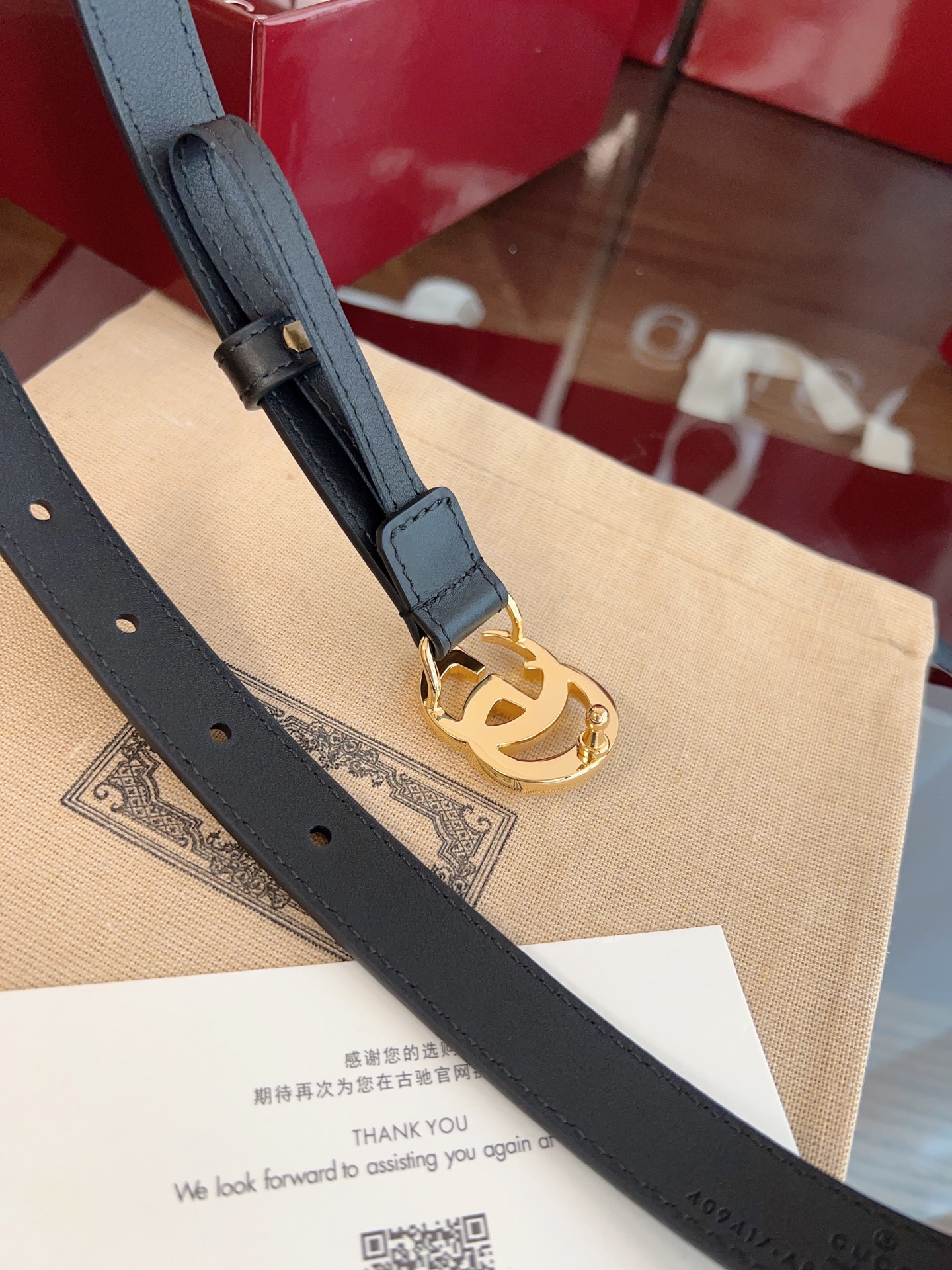  GUCCI 表面头层小牛皮 宽度2.0cm 专柜新版logo横标，原版进口南非皮底，精品双G铜扣  高
