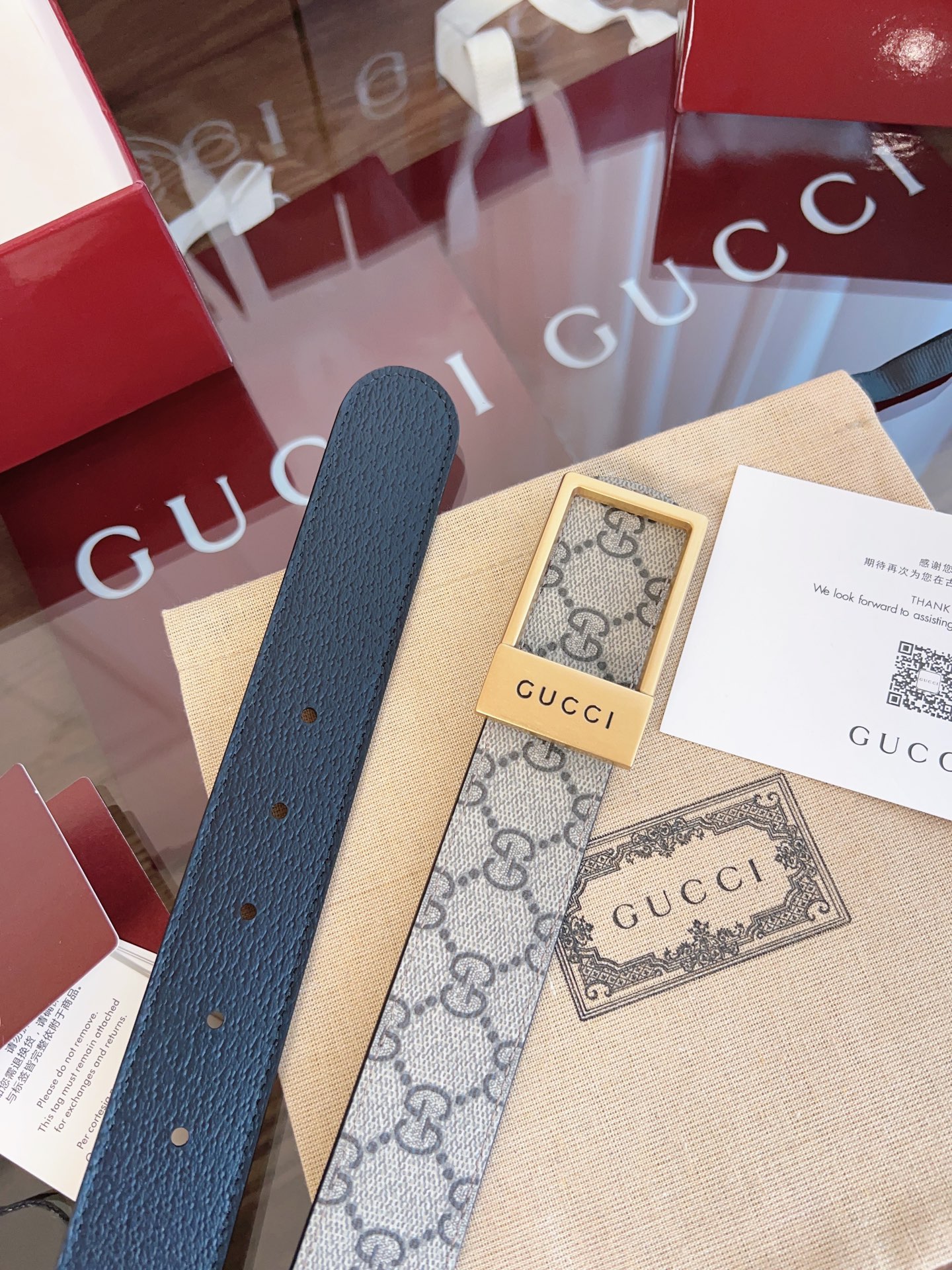  绝美gucci 方扣男士新款腰帶 專櫃同步 寬3.5厘米 帶身帆布杏老花-拼進口猪皮紋黑色 精緻真空電