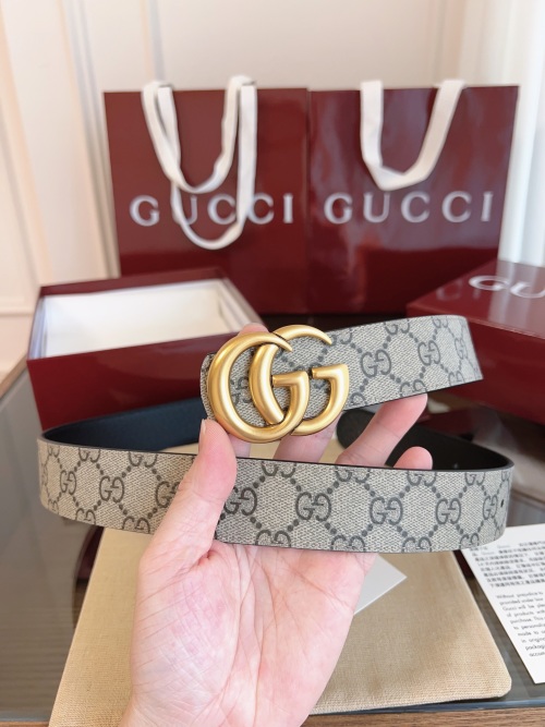 Gucci Double G Canvas Belt, 3.5cm Width, with Gold-Tone Buckle and Leather Trim 1 Gucci Double G Canvas Belt, 3.5cm Width, with Gold-Tone Buckle and Leather Trim