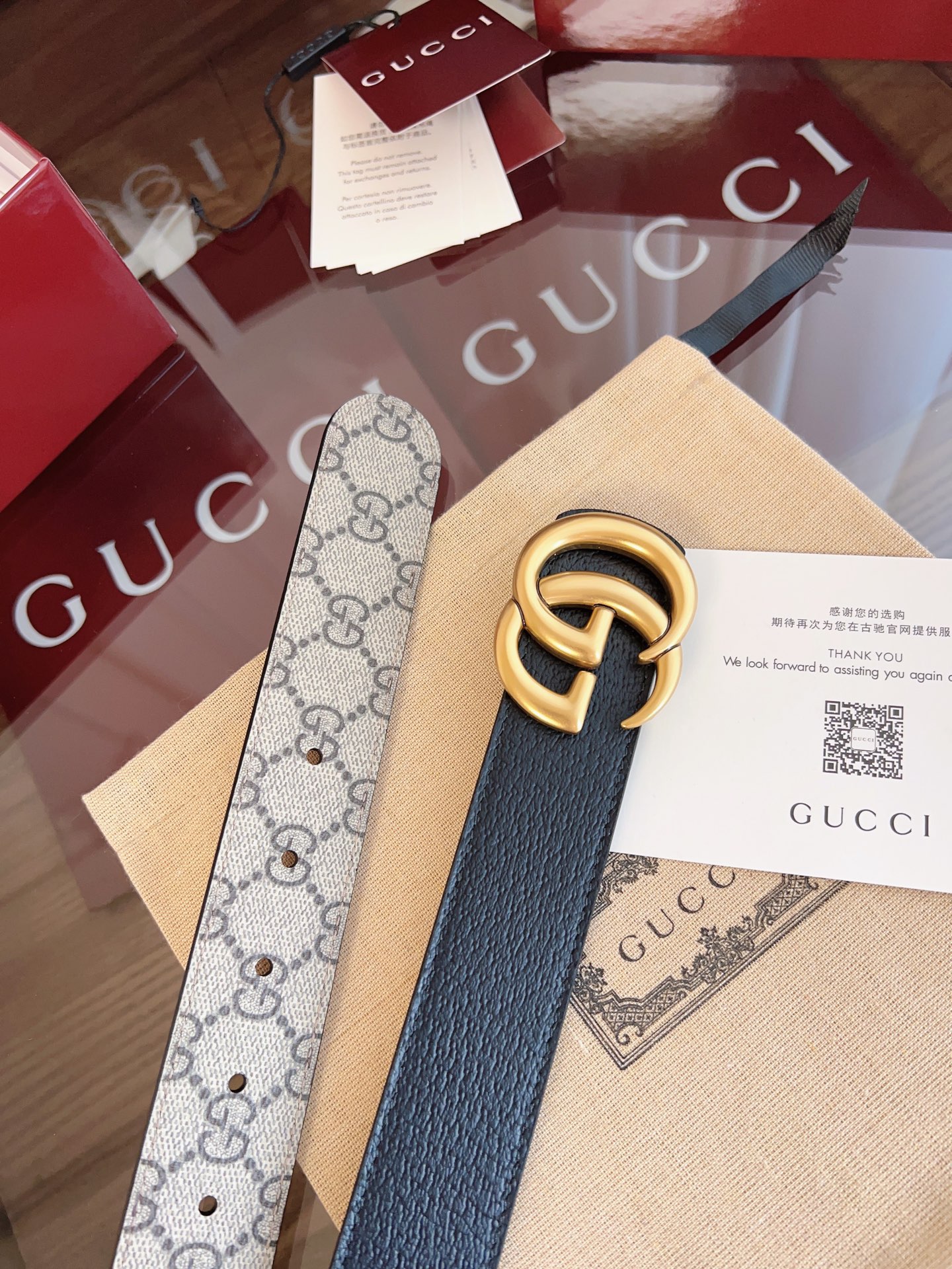 🅿️150 绝美gucci 双G男士新款腰帶 專櫃同步 寬3.5厘米 帶身帆布杏老花-拼進口猪皮紋黑色 精緻真空電鍍双G鋼扣 雙面可用