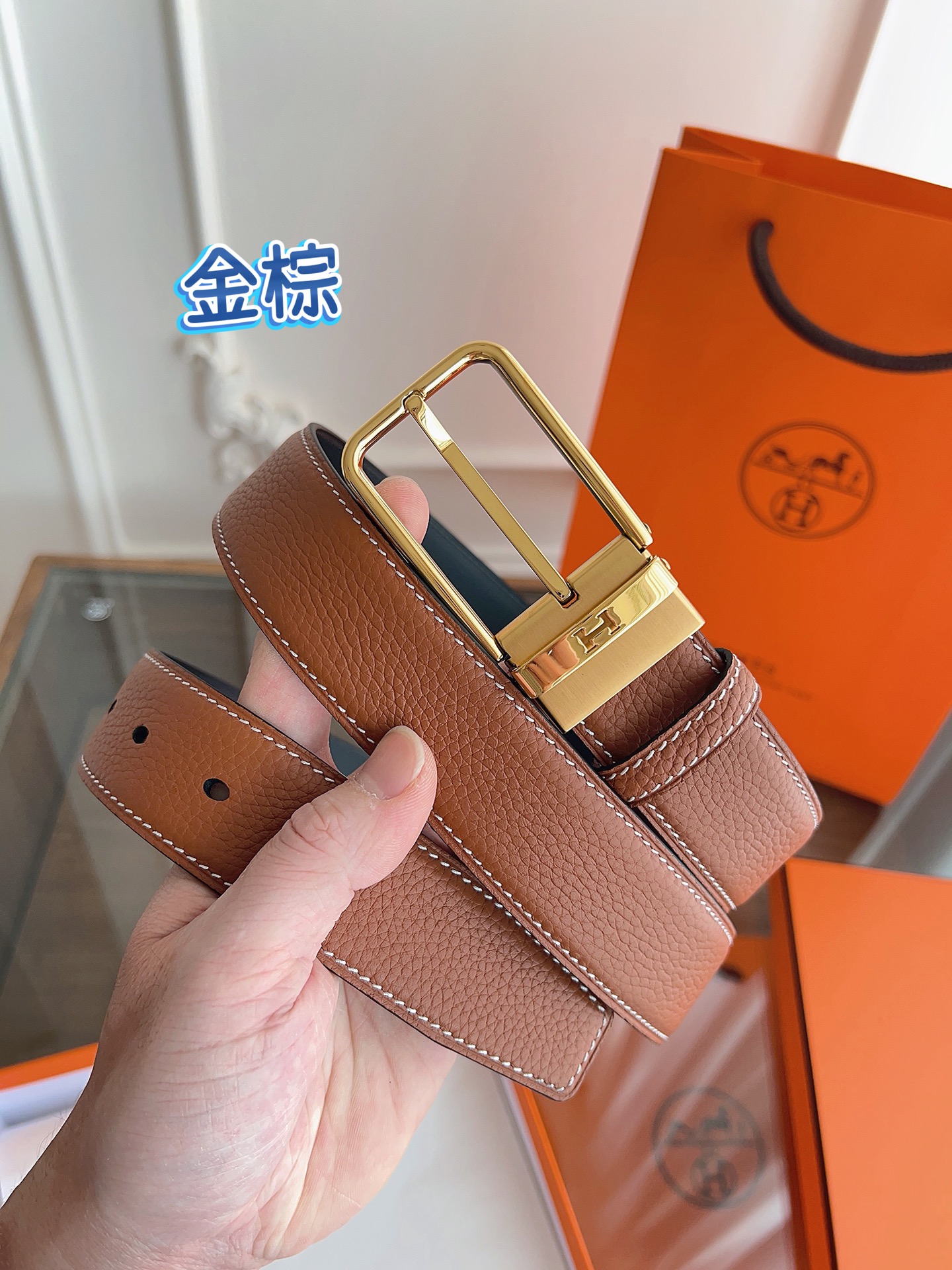 HERMES 最新设计 代购品质 腰带精选进口优质Togo皮，搭配精钢金属传统小针扣 工艺细节处理到位 