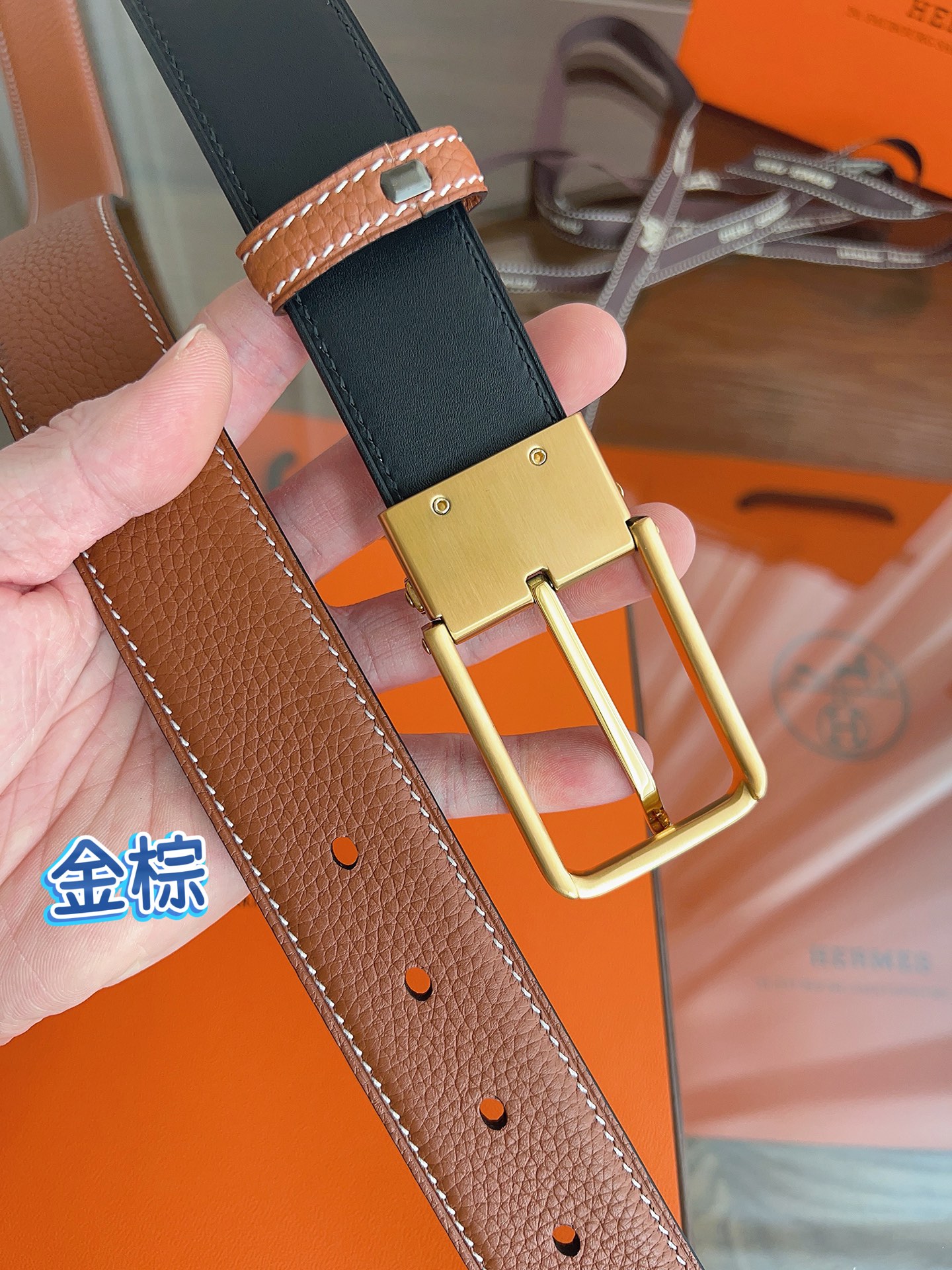 HERMES 最新设计 代购品质 腰带精选进口优质Togo皮，搭配精钢金属传统小针扣 工艺细节处理到位 