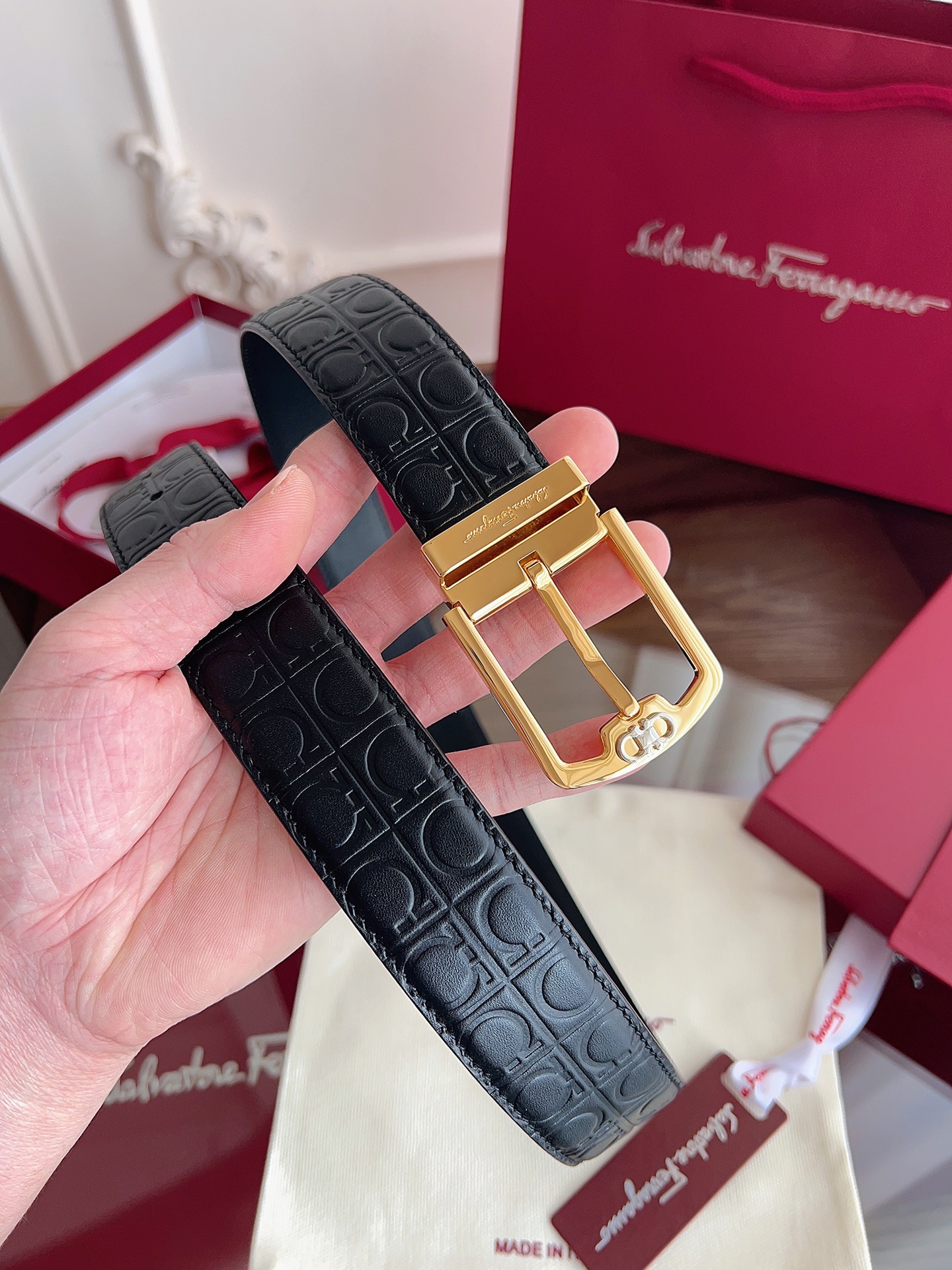 菲拉格慕3.5cm 原厂皮料.精密黄铜五金升级版、正品厂IP电镀！原版搭配、