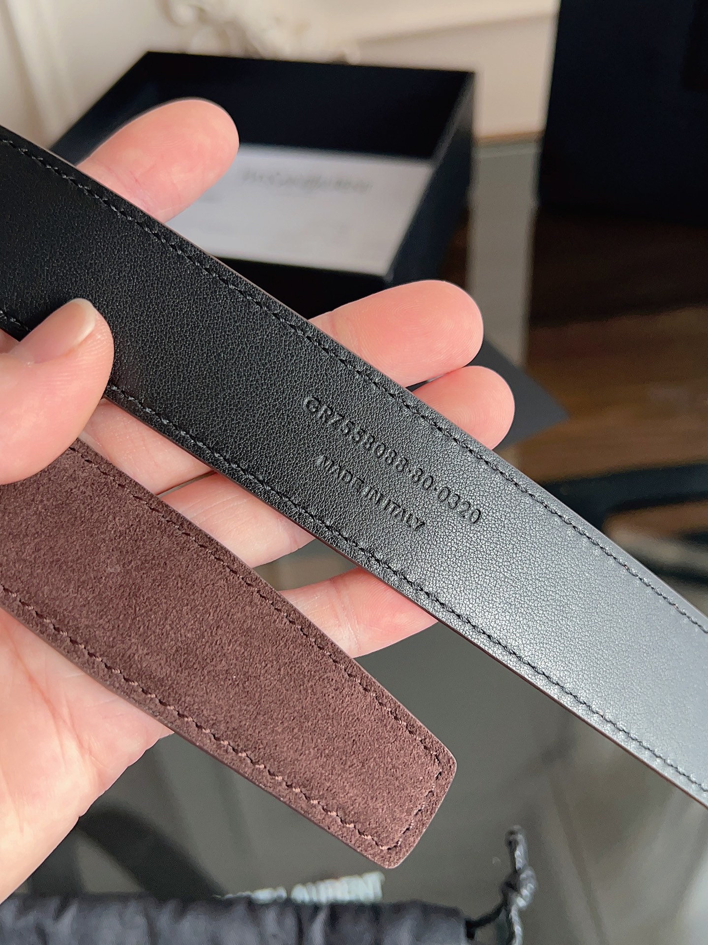 P ysl圣罗兰2026女士新款腰带，冬季爆款绒面原版皮，方形搭扣配以ysl标识腰带环，女士冬季必备款，