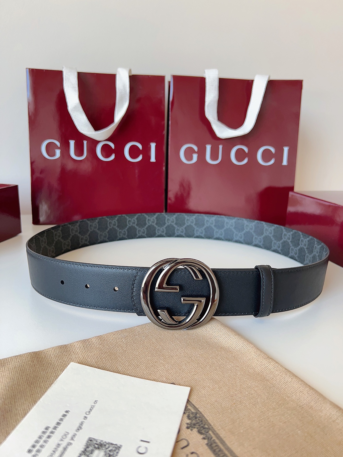 Gucci Style Black Leather Men's Belts Men's Belts Men's Belt detail image 8 from source 766489
