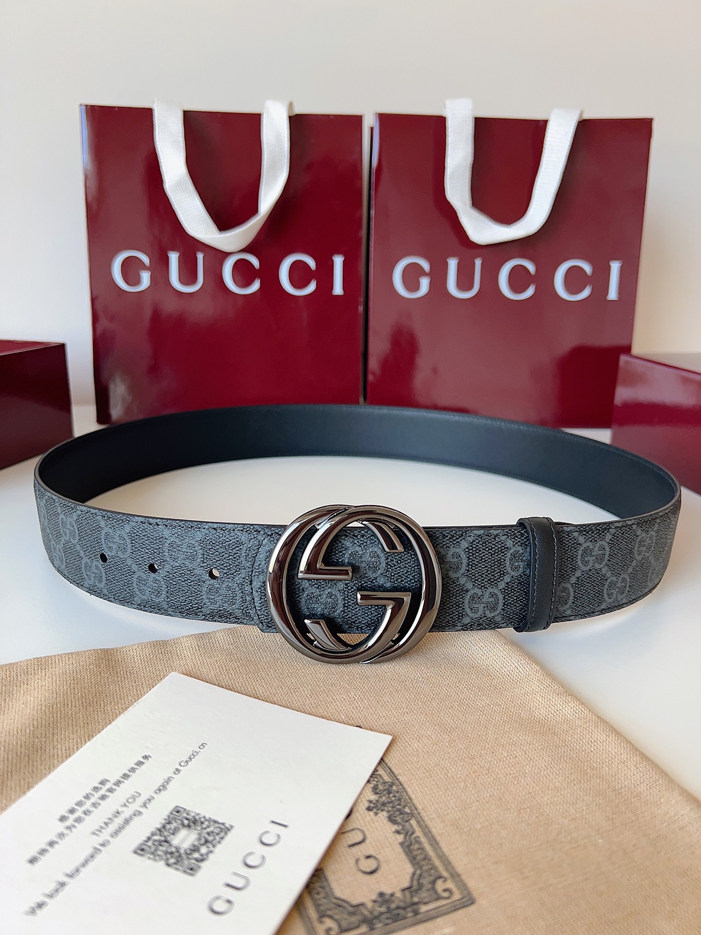 Gucci Style Black Leather Men's Belts Men's Belts Men's Belt detail image 5 from source 766489