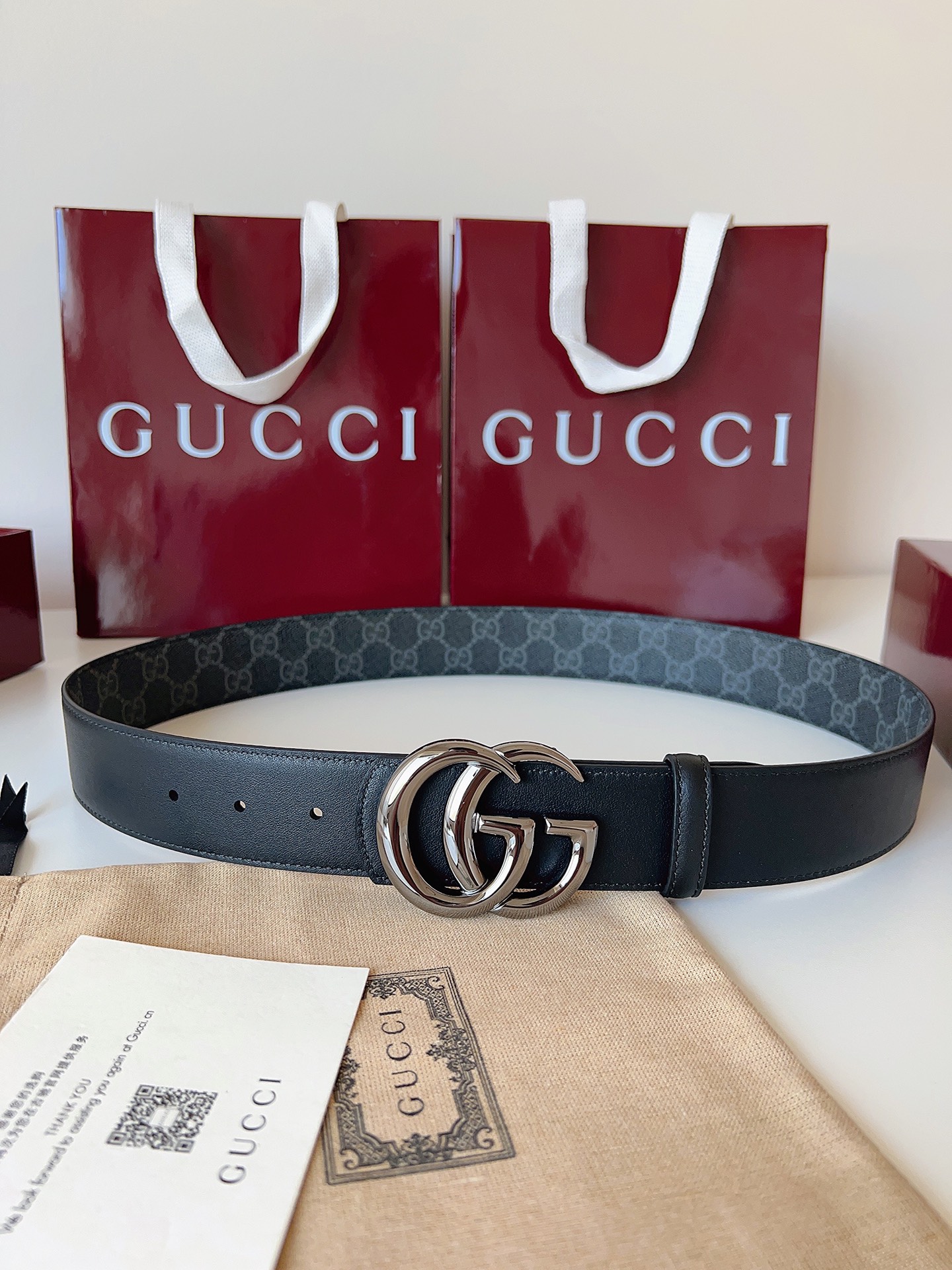 Gucci Style Black Leather Men's Belts Men's Belts Men's Belt detail image 8 from source 766490