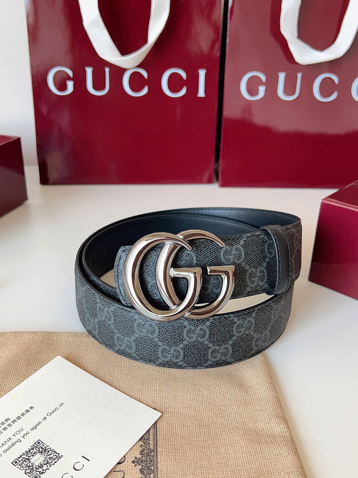 Gucci Style Black Leather Men's Belts Men's Belts Men's Belt detail image 3 from source 766490