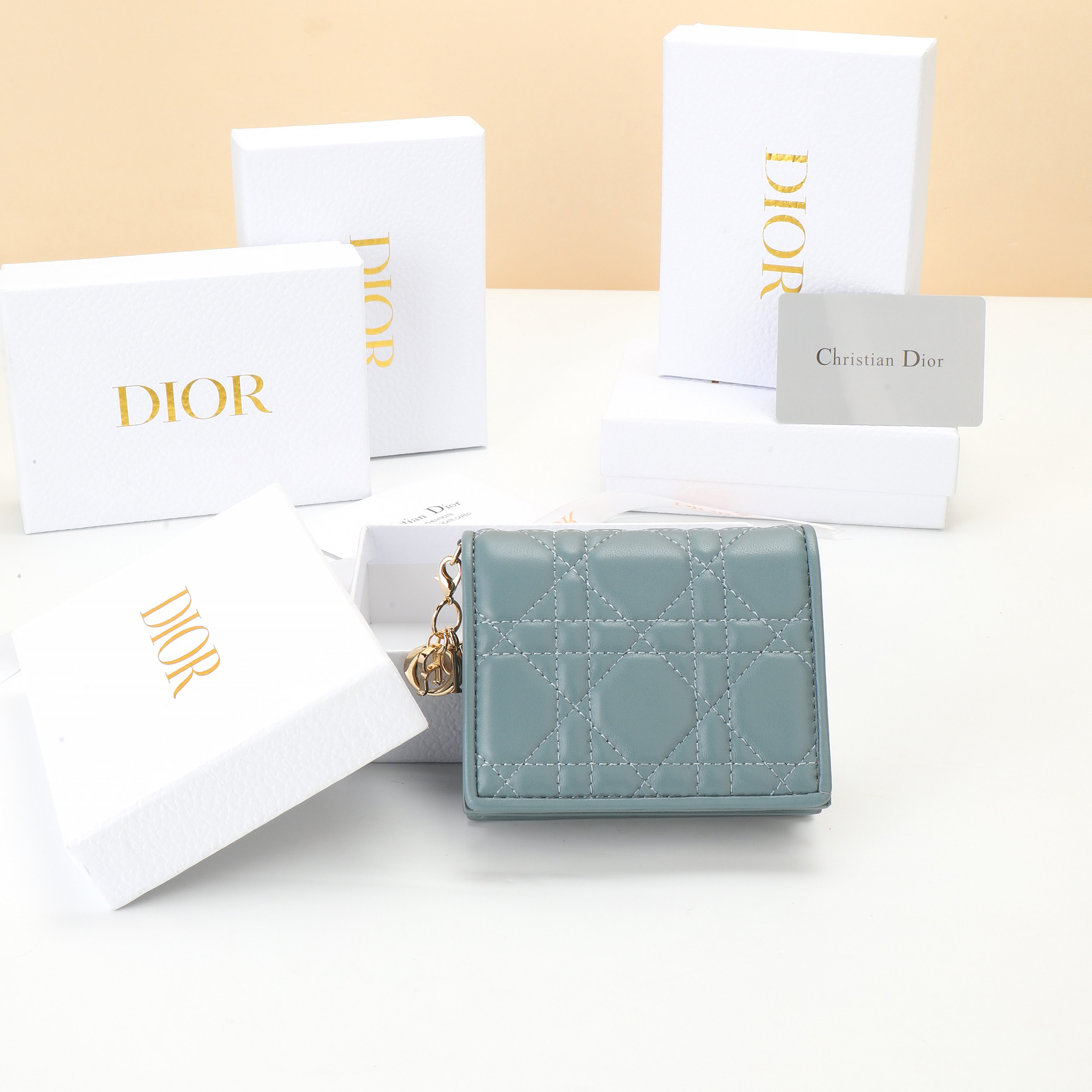 NO:853188,No.: S01780VRB_M323_TU Size 11×9×2cm This Lady Dior Gardenia wallet has a compact design and spacious space. It is carefully made of cloud blue sheep leather, with cannage pattern topstitching and detachable D.I.O.R. charms to create a fashionable and classic look. Mini style, can store various daily necessities, and can also be easily matched with Lady Di or  Other items in the series to create matching looks. Dior wallet, dior, wallets, sheepskin19860909编号: S01780VRB_M323_TU 尺寸11×9×2cm 这款 Lady D ior Gardenia钱包设计精巧,空间宽敞.采用云雾蓝羊皮革精心制作,搭配藤格纹缉面线和可拆卸的 D.I.O.R.吊饰 打造时尚经典的造型.迷你款式,可收纳各种日常用品,亦可轻松 搭配 Lady Di or 系列的其他单品,打造配套的造型.,Dior钱包,dior,wallets,sheepskin,欧美剧