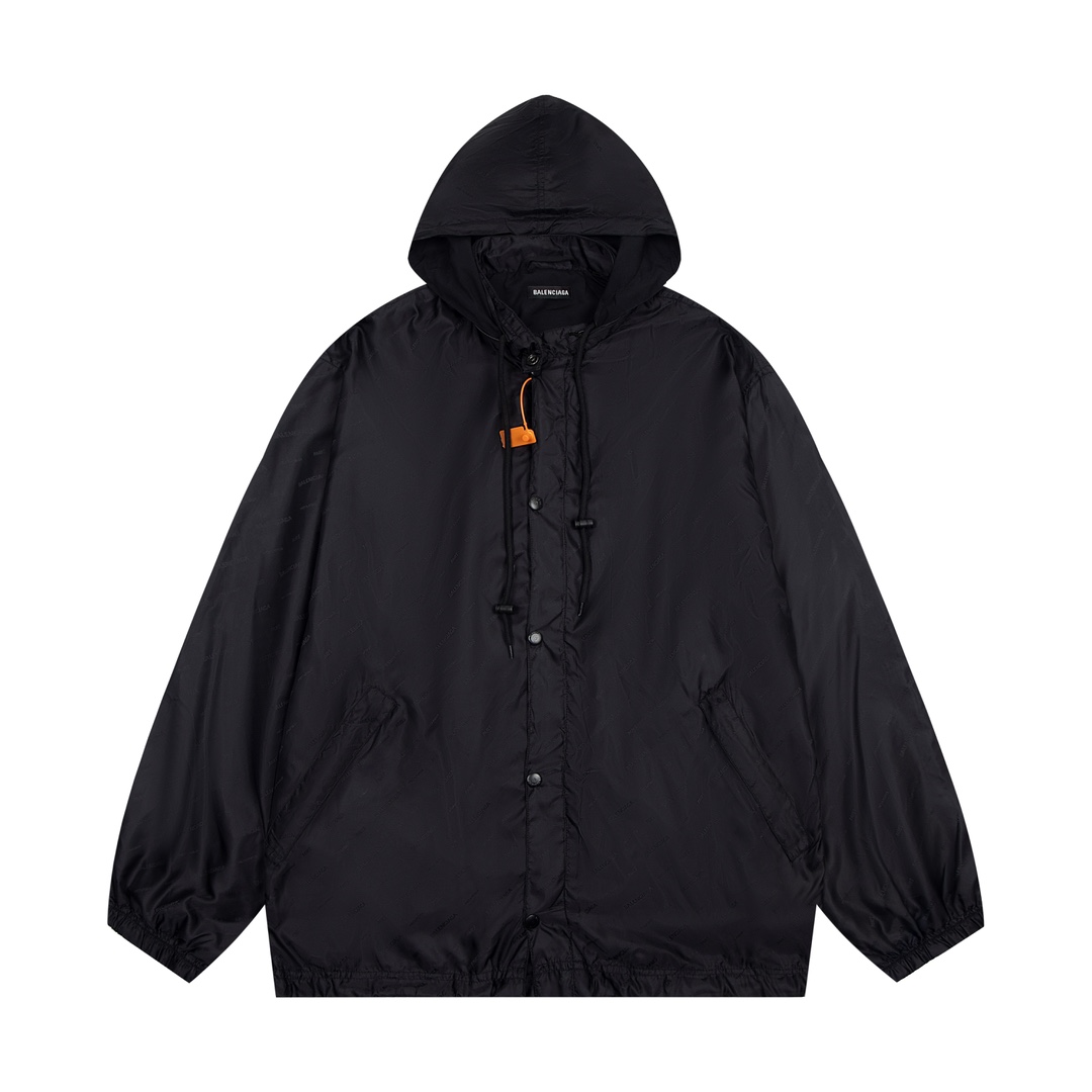 Balenciaga Online
 Clothing Coats & Jackets Designer Fake
 Black Nylon Hooded Top