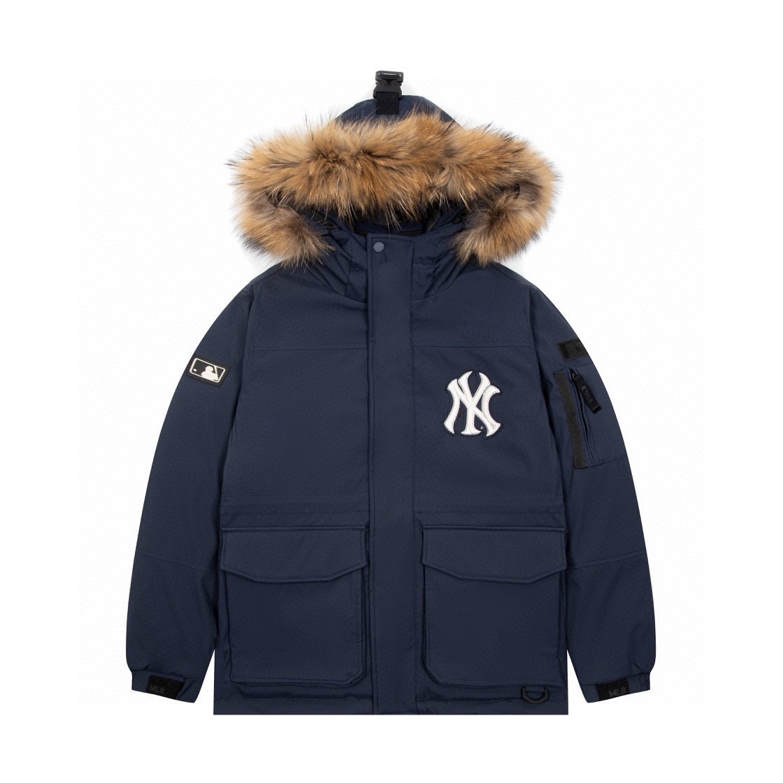 MLB Ropa Chaqueta de plumón Negro Azul Blanco Universal para hombres y mujeres Poliéster Plumón de pato blanco Colección invierno Blusa con capucha