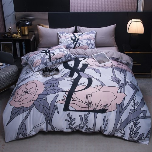 Washed Silk Bedding Set - Floral Print - Includes Duvet Cover, Sheet, Pillowcases 1 Washed Silk Bedding Set - Floral Print - Includes Duvet Cover, Sheet, Pillowcases