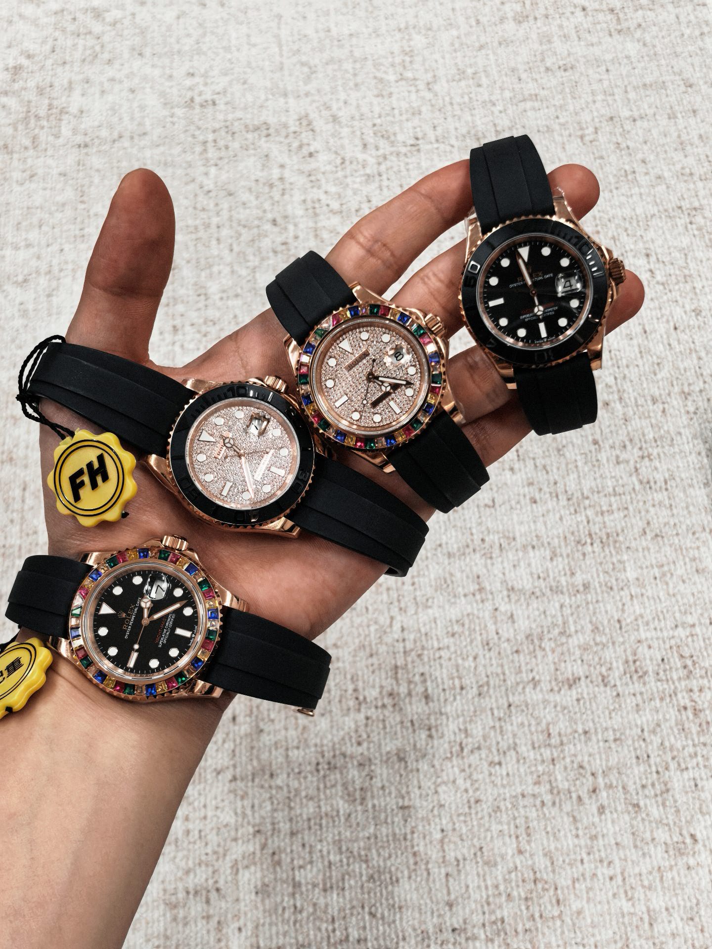 NO:860320,FH new counterweighted Yacht-Master 40MM rose gold series promises not to peel off, not fade, can be repeatedly gold-wrapped [strong],19860909FH 新品配重游艇名仕 40MM玫瑰金系列 承诺不掉皮不掉色可重复包金[强],,Watch