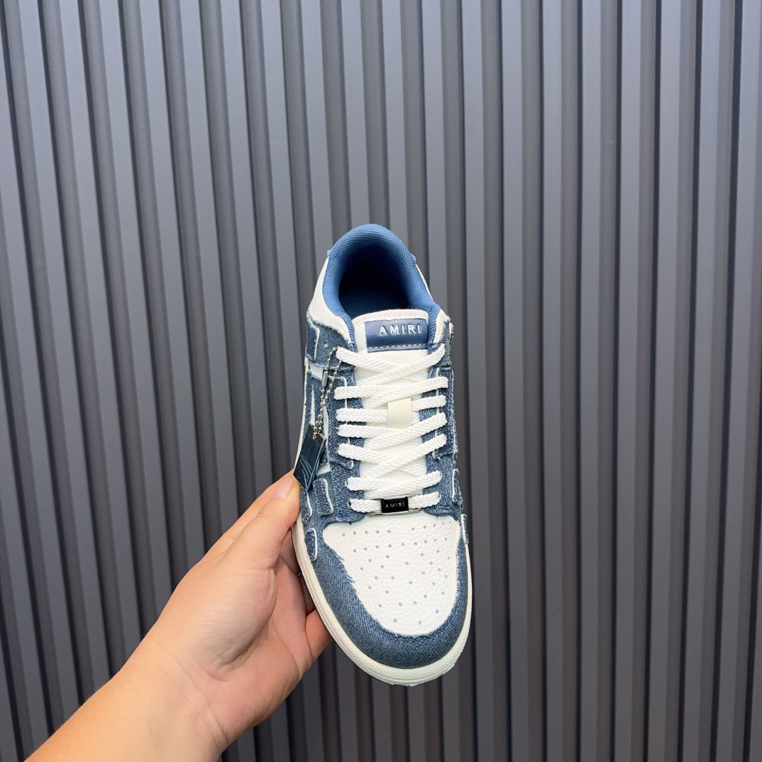 Amiri Bone Runner Sneakers - Denim Blue Leather Low Top Sneakers 5 i1729106339 1063 3