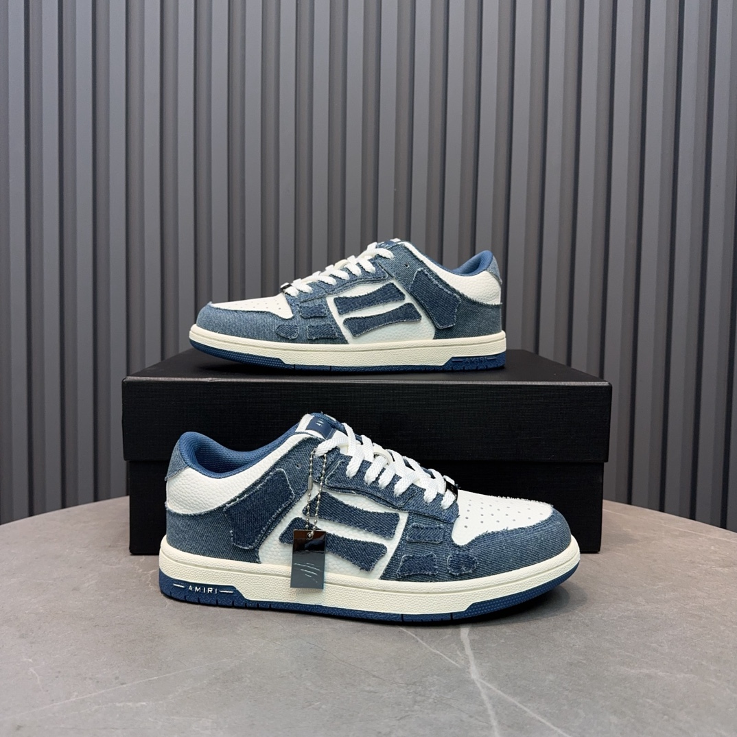 Amiri Bone Runner Sneakers - Denim Blue Leather Low Top Sneakers 8 i1729106339 2845 4