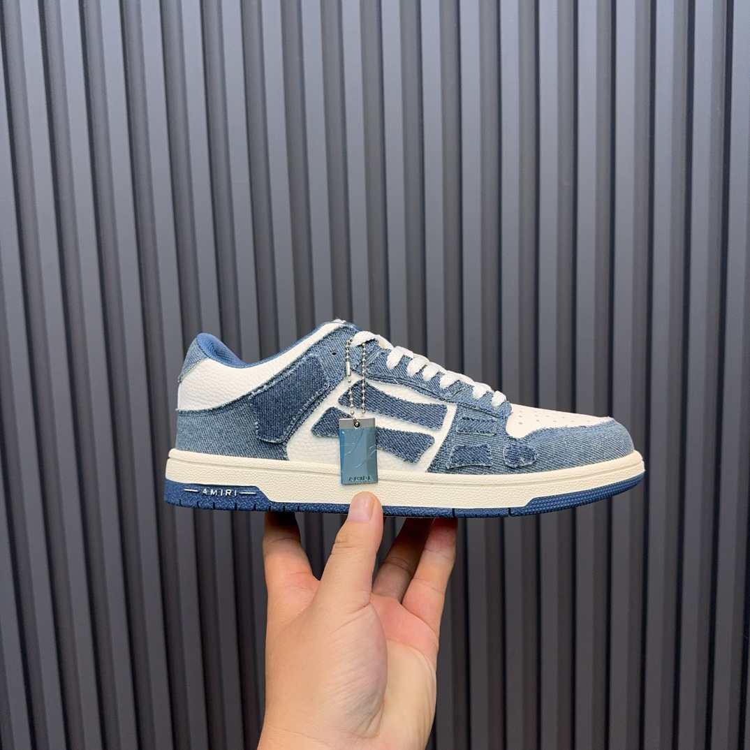 Amiri Bone Runner Sneakers - Denim Blue Leather Low Top Sneakers 3 i1729106339 4717 1