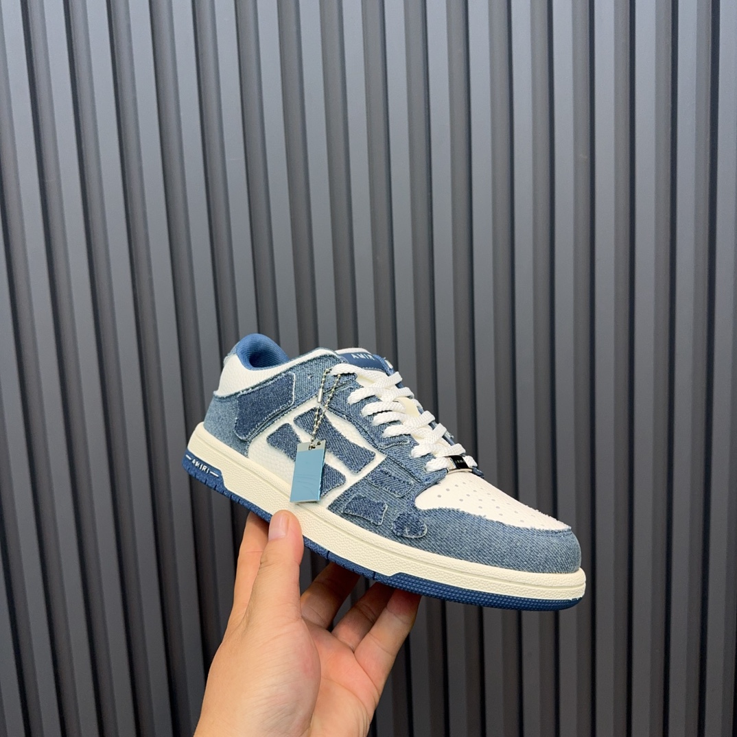 Amiri Bone Runner Sneakers - Denim Blue Leather Low Top Sneakers 4 i1729106339 6614 2