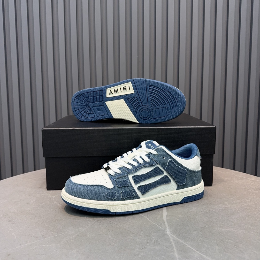 Amiri Bone Runner Sneakers - Denim Blue Leather Low Top Sneakers 9 i1729106339 8916 6