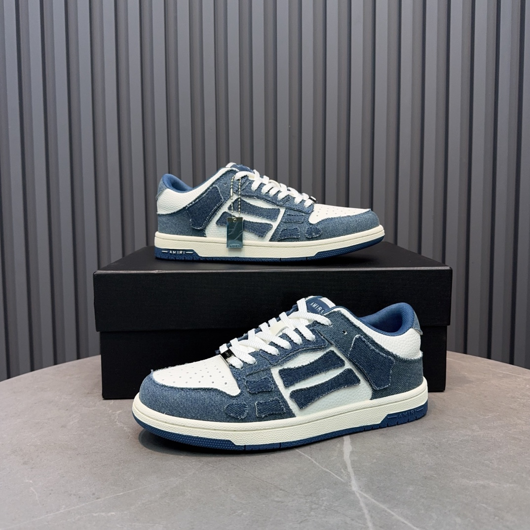 Amiri Bone Runner Sneakers - Denim Blue Leather Low Top Sneakers 10 i1729106339 8940 8