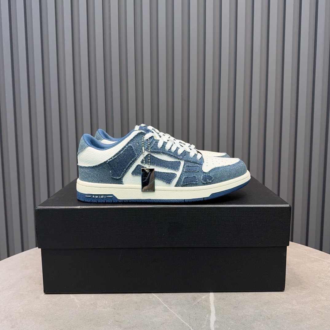 Amiri Bone Runner Sneakers - Denim Blue Leather Low Top Sneakers 2 i1729106339 9610 5