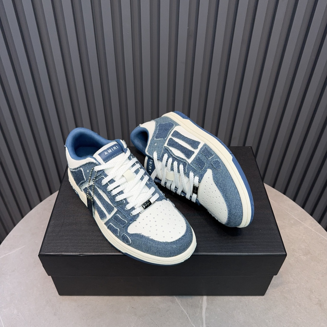 Amiri Bone Runner Sneakers - Denim Blue Leather Low Top Sneakers 6 i1729106339 9821 0