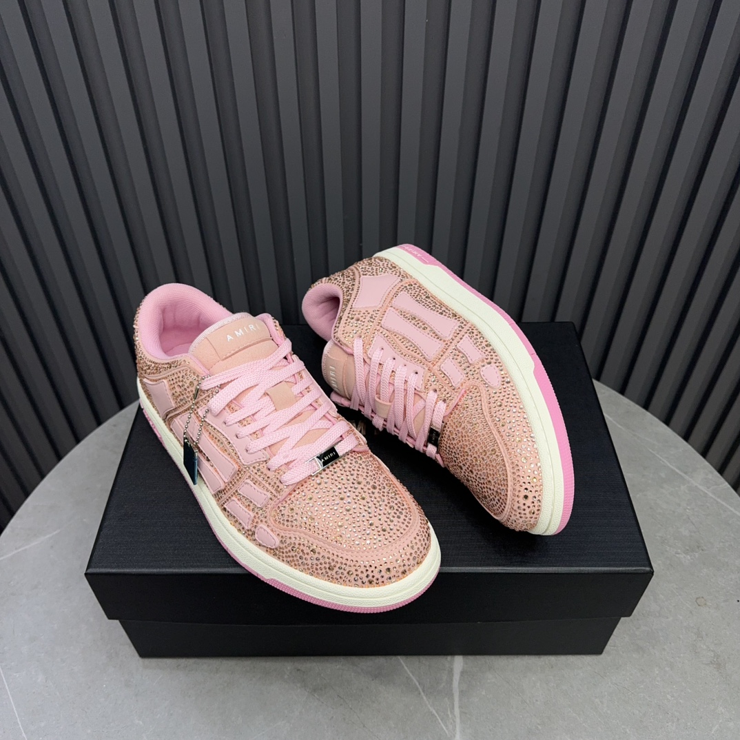 Amiri Bone Runner Low-Top Sneakers - Pink Leather Designer Shoes 6 i1730834089 2405 3