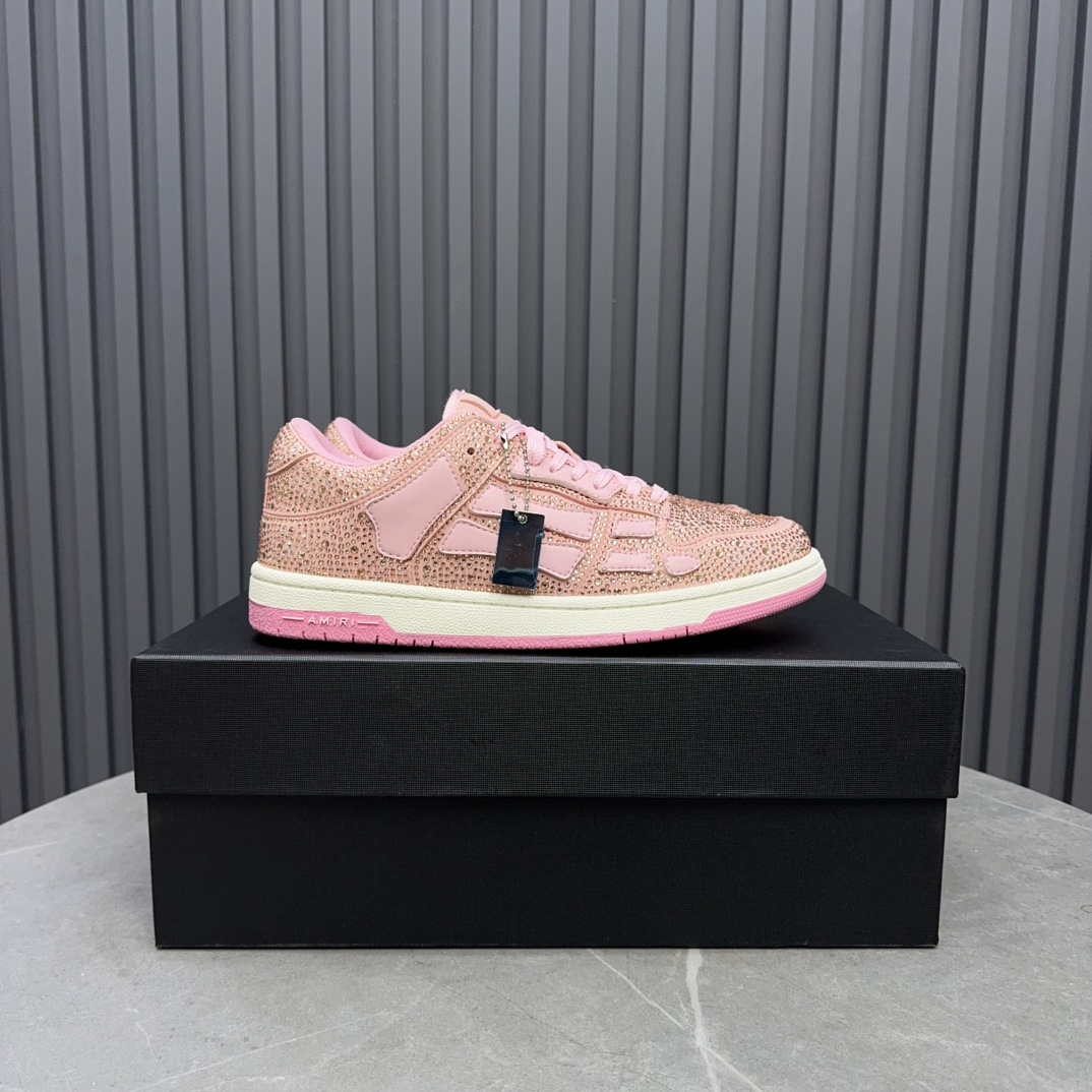 Amiri Bone Runner Low-Top Sneakers - Pink Leather Designer Shoes 1 Amiri Bone Runner Low-Top Sneakers - Pink Leather Designer Shoes