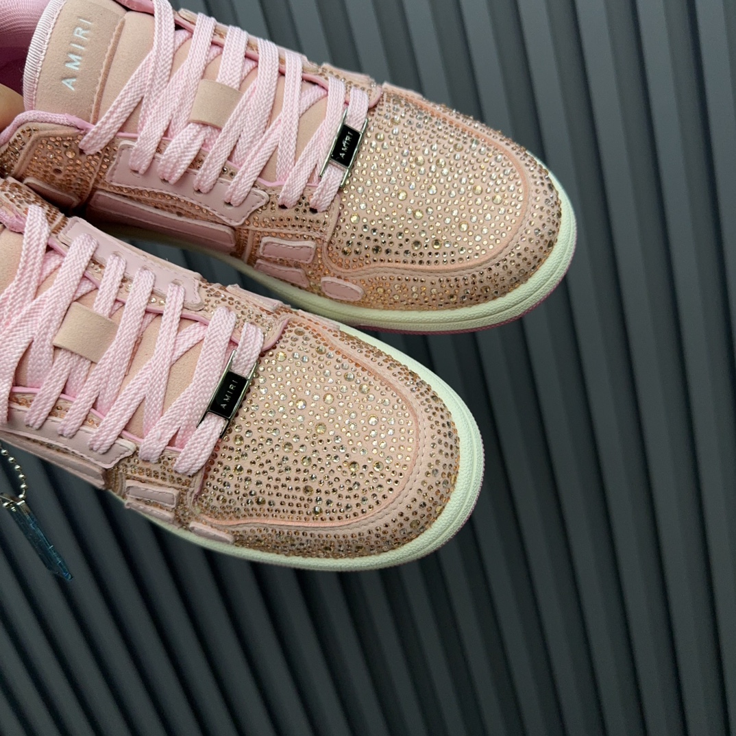Amiri Bone Runner Low-Top Sneakers - Pink Leather Designer Shoes 5 i1730834089 8558 0