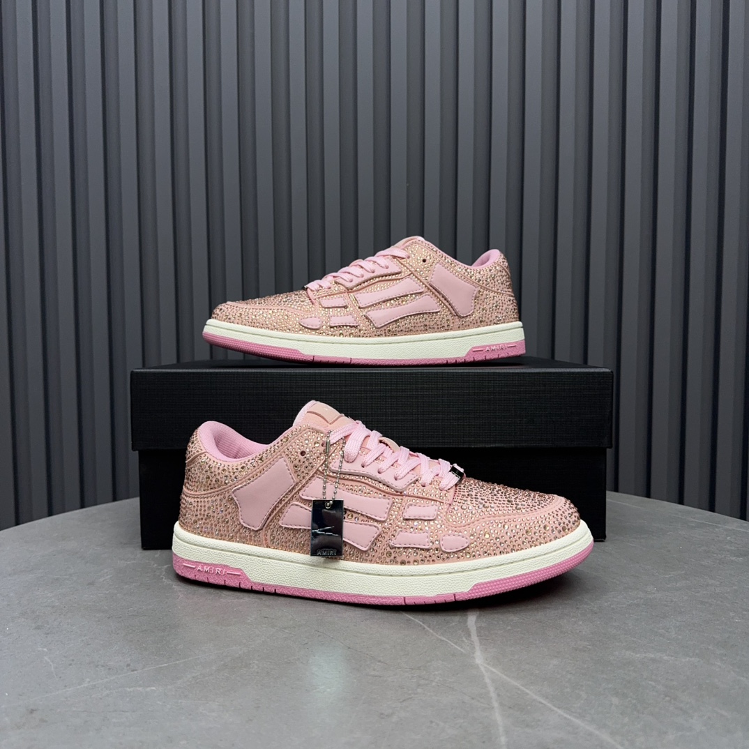 Amiri Bone Runner Low-Top Sneakers - Pink Leather Designer Shoes 8 i1730834089 9144 7