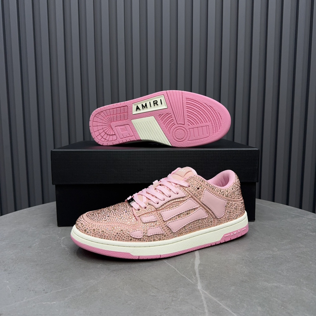 Amiri Bone Runner Low-Top Sneakers - Pink Leather Designer Shoes 10 i1730834089 929 8