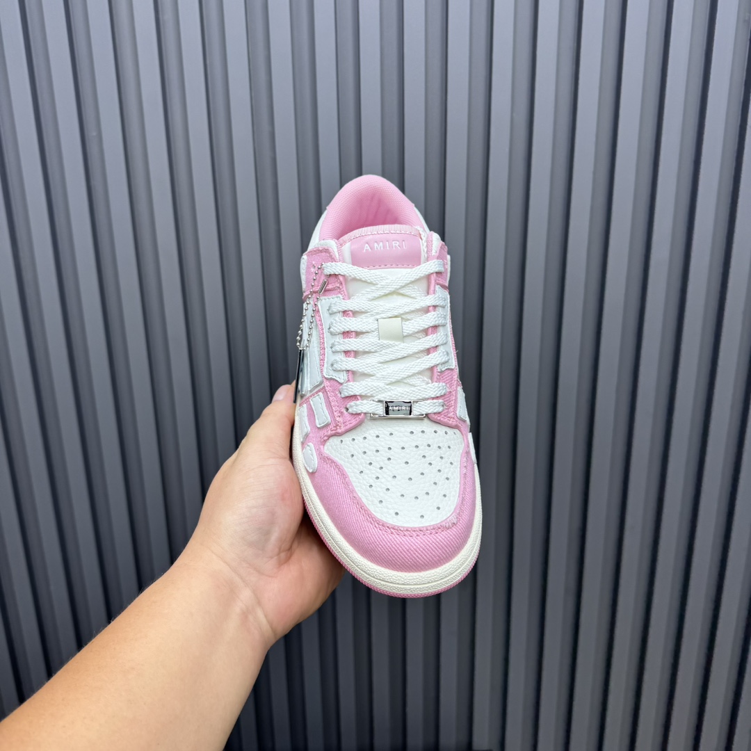 Amiri Bone Runner Sneakers Pink White Leather Low Top Fashion Shoes 5 i1731693005 1012 8