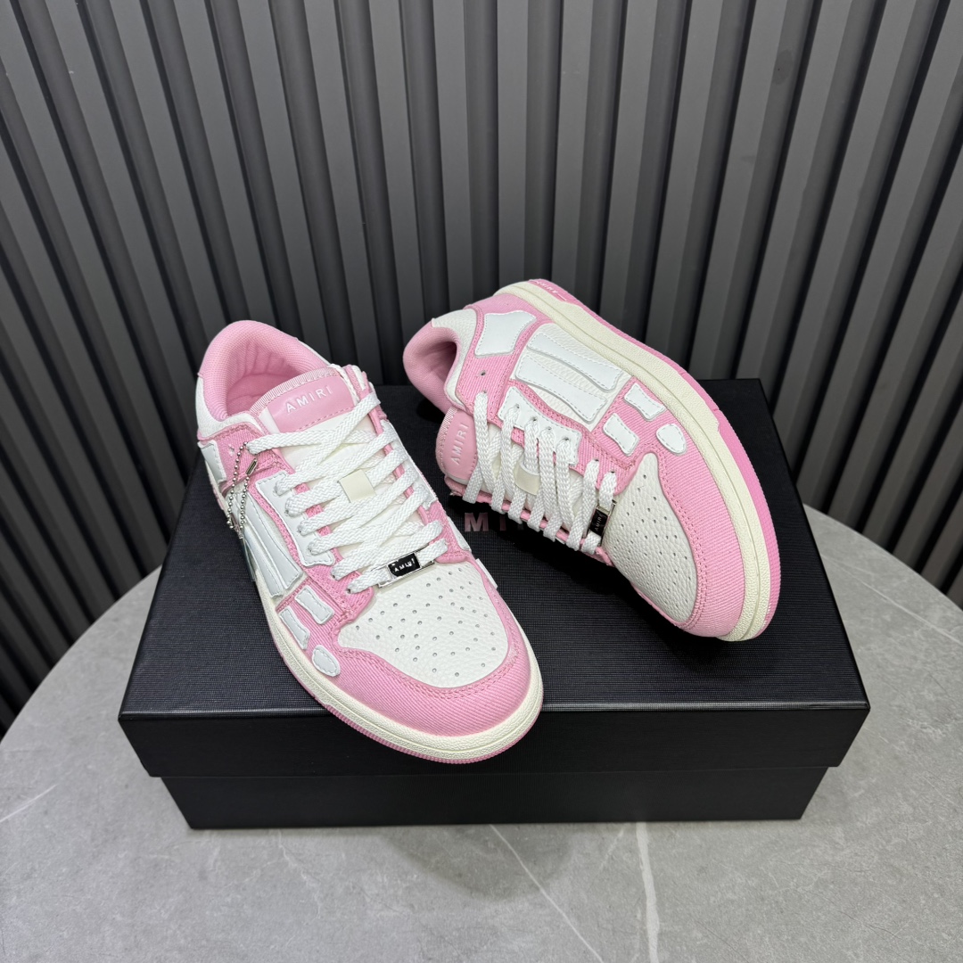 Amiri Bone Runner Sneakers Pink White Leather Low Top Fashion Shoes 6 i1731693005 217 7