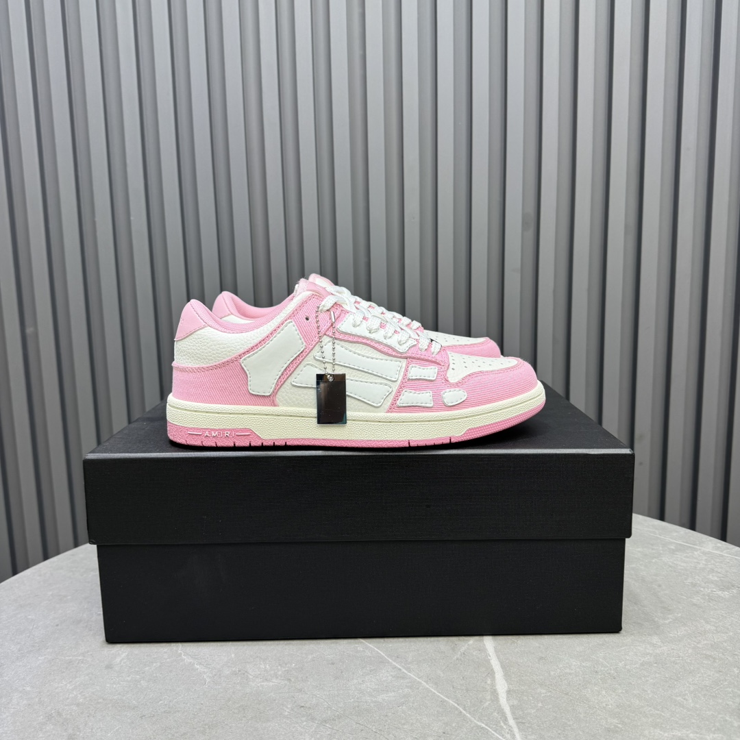 Amiri Bone Runner Sneakers Pink White Leather Low Top Fashion Shoes 1 Amiri Bone Runner Sneakers Pink White Leather Low Top Fashion Shoes