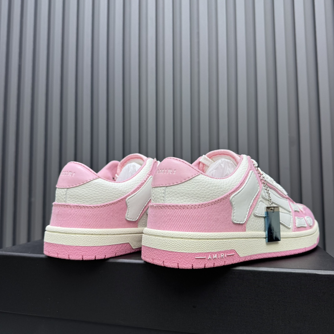 Amiri Bone Runner Sneakers Pink White Leather Low Top Fashion Shoes 7 i1731693005 4540 0