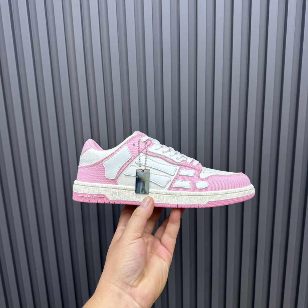 Amiri Bone Runner Sneakers Pink White Leather Low Top Fashion Shoes 3 i1731693005 5644 3
