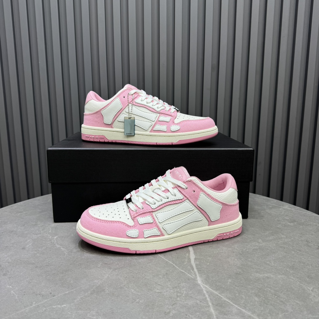Amiri Bone Runner Sneakers Pink White Leather Low Top Fashion Shoes 9 i1731693005 7093 1